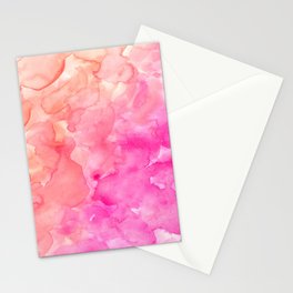 pink-and-orange abstract watercolor Stationery Card