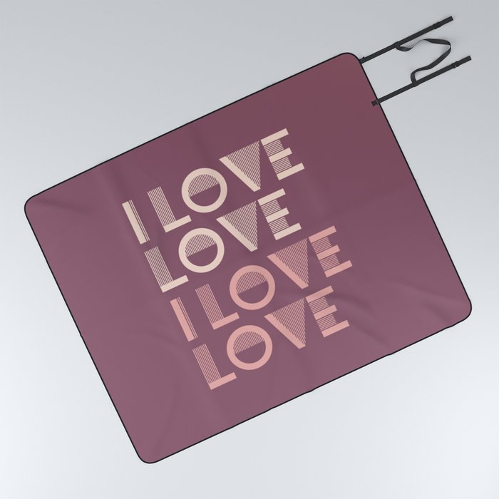 I Love Love - Berry Purple & Pink pastel colors modern abstract illustration  Picnic Blanket