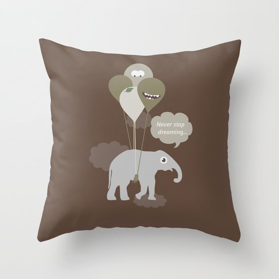 Never stop dreaming Throw Pillow