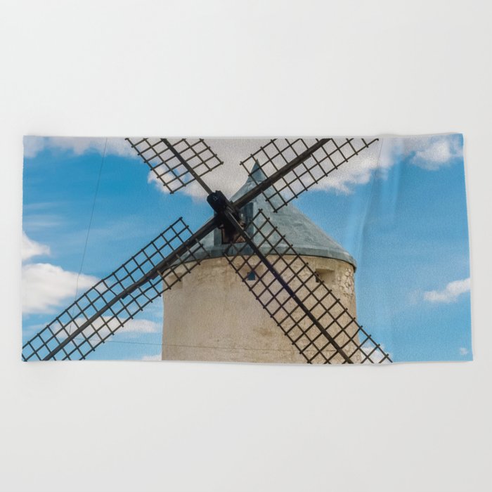 Spain Photography - Ancient Windmill On A Dry Field Beach Towel