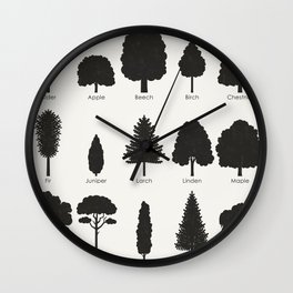 Infographic Guide for Tree Species by Shapes or Silhouette Wall Clock