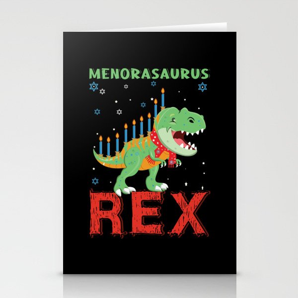 Menosaurus Dinosaur Candle Menorah 2021 Hanukkah Stationery Cards