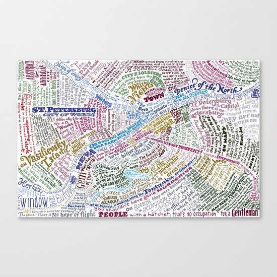 St. Petersburg Literary Map Canvas Print