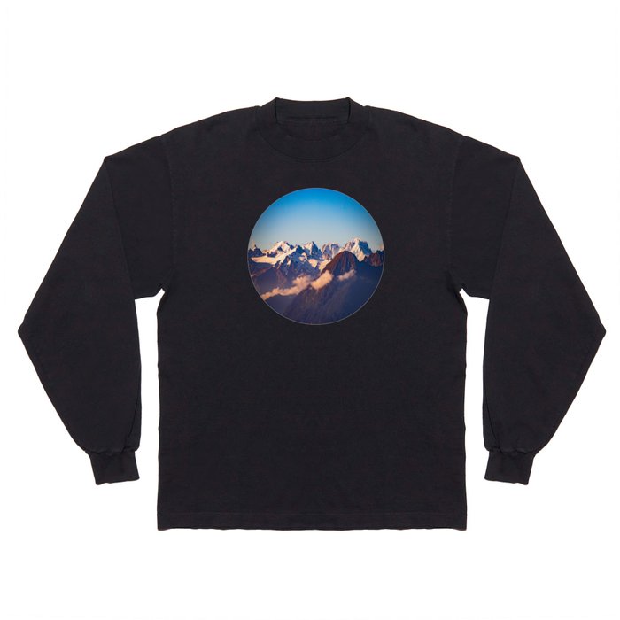 Himalayan Snow Mountains Round Photo Long Sleeve T Shirt