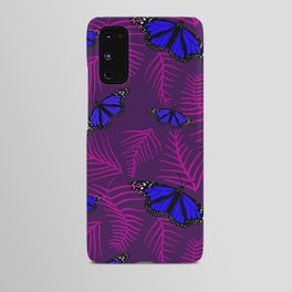 blue butterfly in purple with pink Android Case
