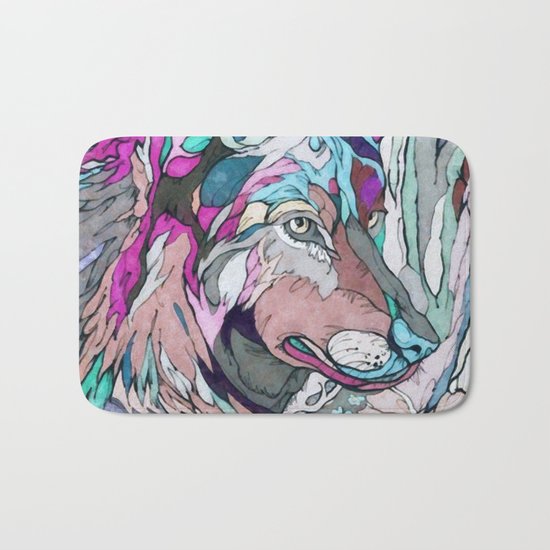 Colorful Wolf Bath Mat