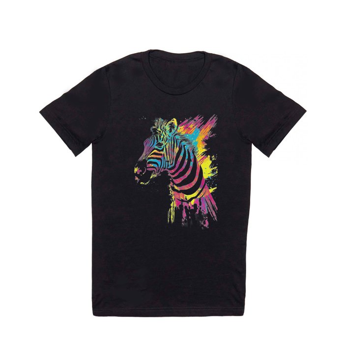Zebra Splatters Colorful Animals T Shirt