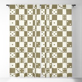 Checkered Dice Pattern (Milk Beige & Deep Muted Khaki Color Palette) Blackout Curtain