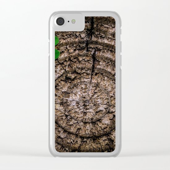 Green leaf Brown wood Clear iPhone Case