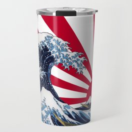 The Great Wave off Kanagawa + Rising Sun Travel Mug | Graphicdesign, Hokusai, Risingsun, Wave, Greatwave, Fuji, Kyokujitsu 
