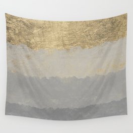 Geometrical ombre glacier gray gold watercolor Wall Tapestry
