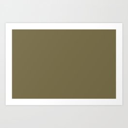 Dark Brown Solid Color Pantone Olive Drab 18-0622 TCX Shades of Yellow Hues Art Print