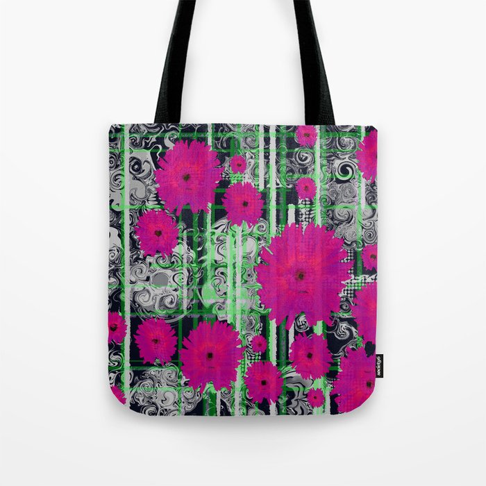 Raspberry Apple Floral Pinstripe Paisley  Tote Bag