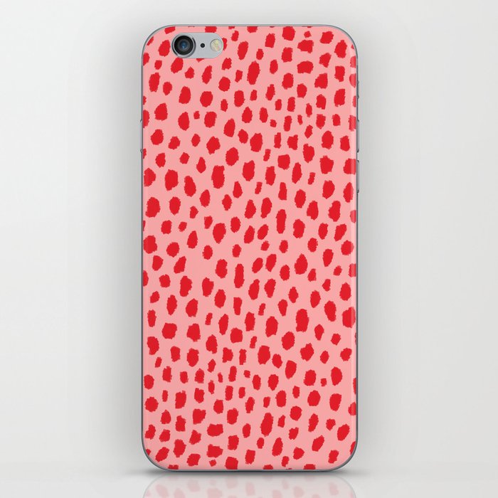 Dalmatian Polka Dot Spots Pattern (red/pink) iPhone Skin