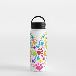 Dog paw print made of heart colorful Water Bottle