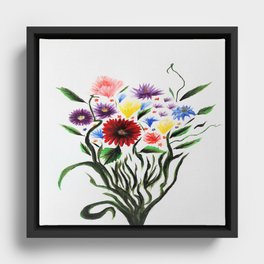 Acrylic Flowers Bouquet Art Print Framed Canvas