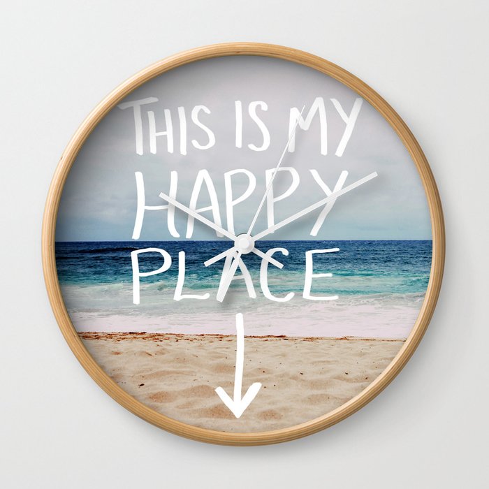 My Happy Place (Beach) Wall Clock by Leah Flores Society6