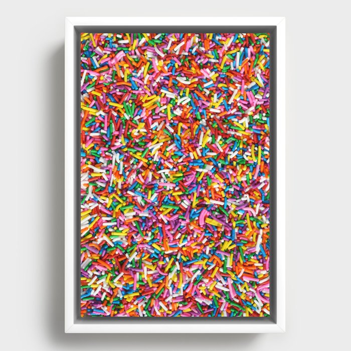 Rainbow Sprinkles Sweet Candy Colorful Framed Canvas by
