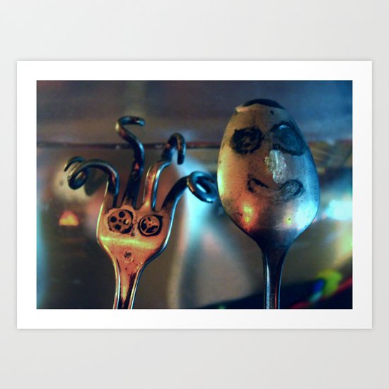 Mrs. Fork & Mr. Spoon Art Print