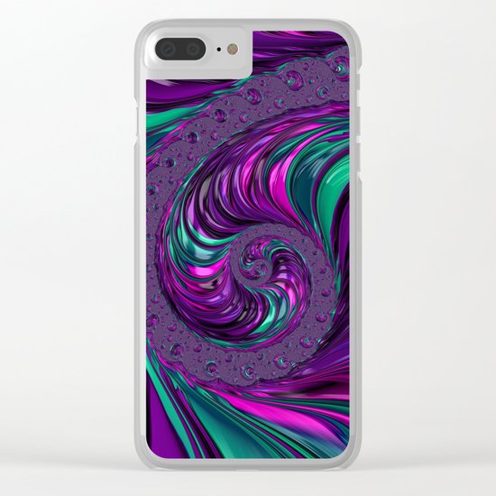 Jewel Tone Fractal Spiral Clear iPhone Case