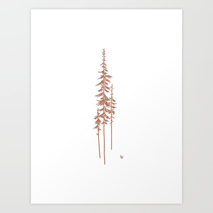 The Forest (White and Terracotta) Art Print