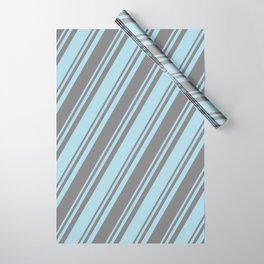 [ Thumbnail: Light Blue and Grey Colored Lined/Striped Pattern Wrapping Paper ]