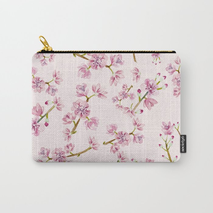 Spring Flowers - Pink Cherry Blossom Pattern Carry-All Pouch