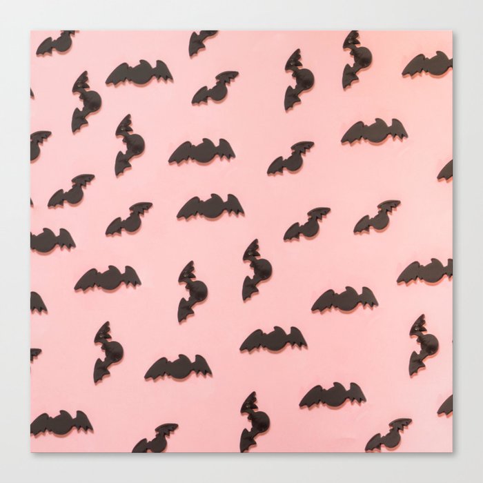Bat Pattern for Halloween on Pink Background Canvas Print