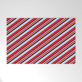 [ Thumbnail: Orange, Dark Blue, Turquoise, and Red Colored Stripes Pattern Welcome Mat ]