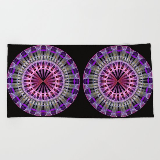 Groovy mandela with with tribal patterns Beach Towel