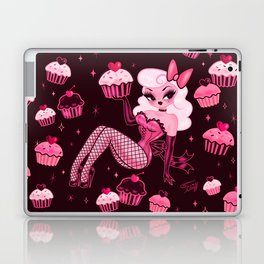 Cupcake Girl Pink on Dark Chocolate Laptop Skin
