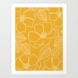 Wild rosa - yellow Art Print