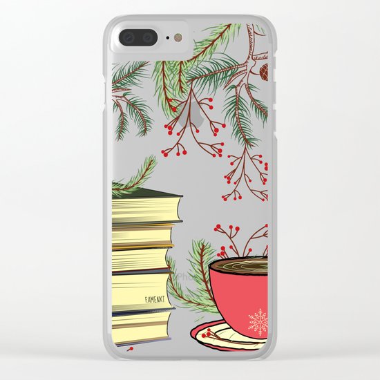 Winter Books and Tea Clear iPhone Case
