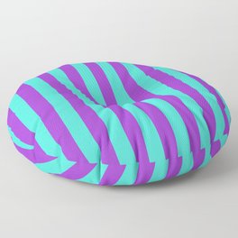 [ Thumbnail: Turquoise and Dark Orchid Colored Striped Pattern Floor Pillow ]