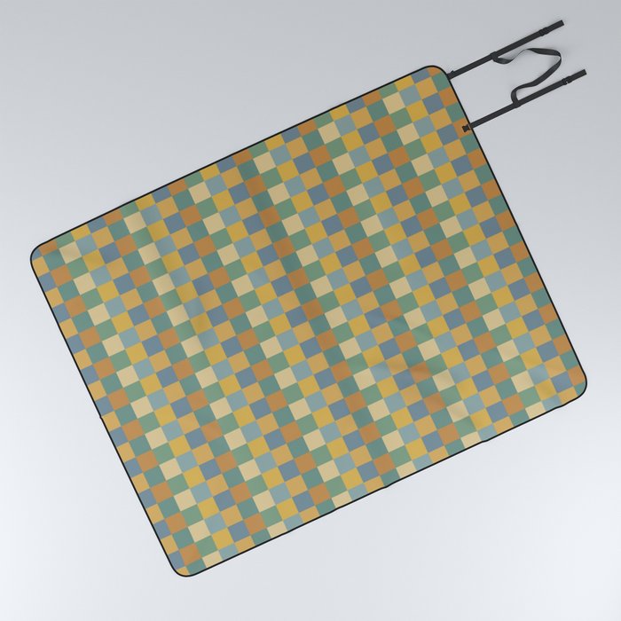 Checkered Multicolor Pattern XXVIII Vintage Summer Picnic Blanket