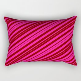 [ Thumbnail: Deep Pink and Maroon Colored Stripes/Lines Pattern Rectangular Pillow ]