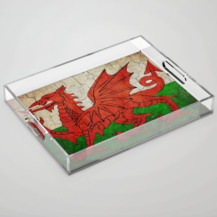 Vintage Wales flag Acrylic Tray