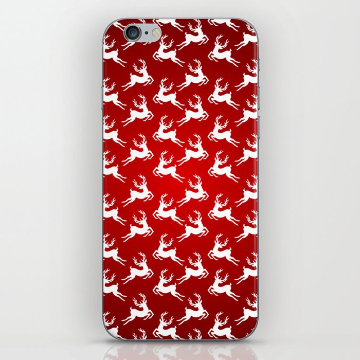Christmas Pattern Red White Deer Retro iPhone Skin