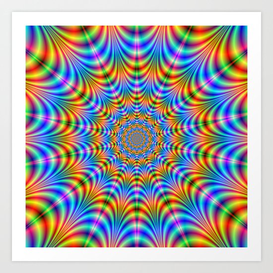 Orange and Blue Psychedelic Rings Art Print