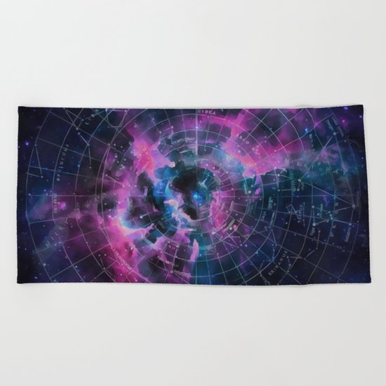 Space star map Beach Towel