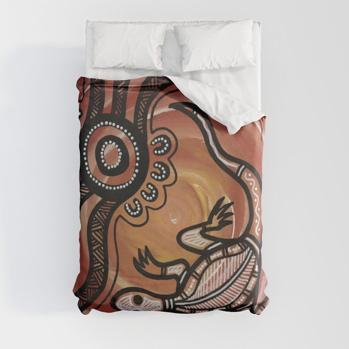 Aboriginal Art - Lizard Duvet Cover