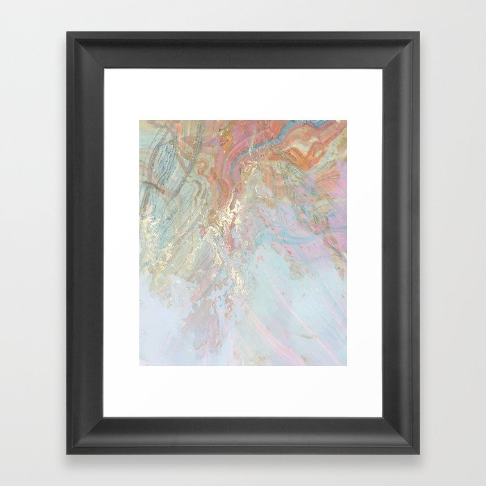 Marble Luxe, Abstract Nature Bohemian Texture, Blush Gold Scandanavian Pastel Neutral Framed Art Print