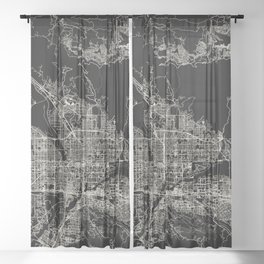 San Bernardino USA - City Map - Black and White Aesthetic Sheer Curtain
