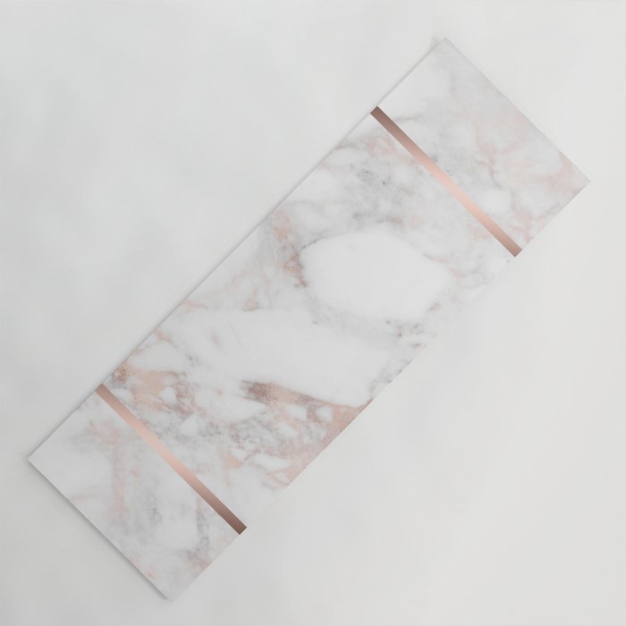 Luxury Rose gold Faux Marble Yoga Mat by ArtOnWear Society6