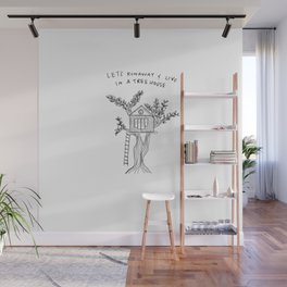Let's Runaway and Live in a Treehouse - art print Wall Mural