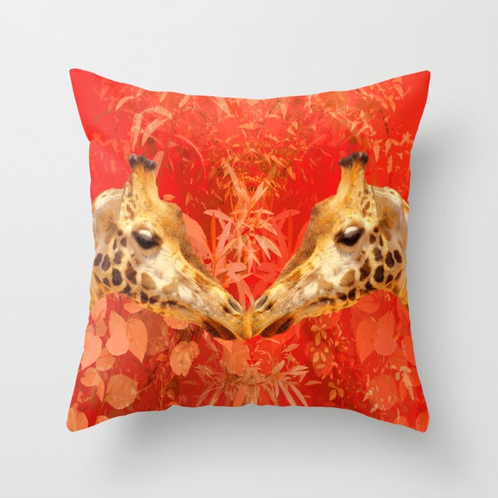 Face to face - beautiful giraffes - love is in the air #decor #society6 #buyart Throw Pillow