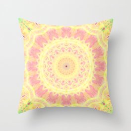 Yellow Pink Mandala Throw Pillow