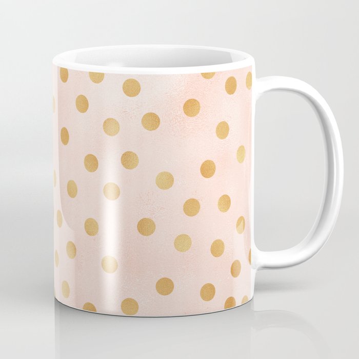 Golden Polka Dots On Pastel Pink Coffee Mug By Peladesign Society6 Golden Polka Dots On Pastel Pink Coffee Mug