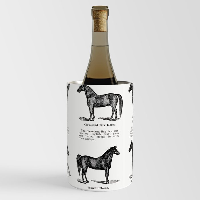 Horse breeds vintage poster Wine Chiller