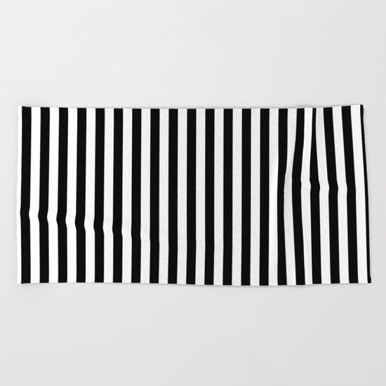 Vertical Stripes (Black/White) Beach Towel